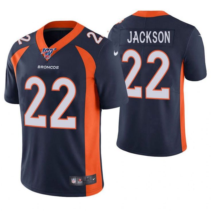 Men Denver Broncos #22 Kareem Jackson Nike Navy Blue 100th Limited NFL Jersey